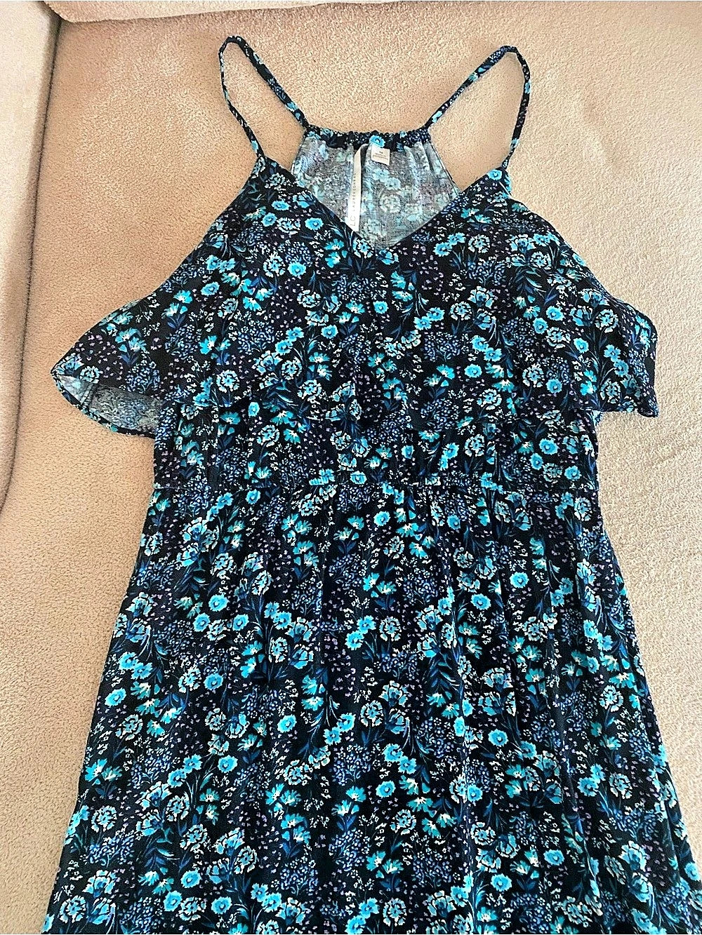 LC Lauren Conrad Floral Maxi Dress in Black & Blue